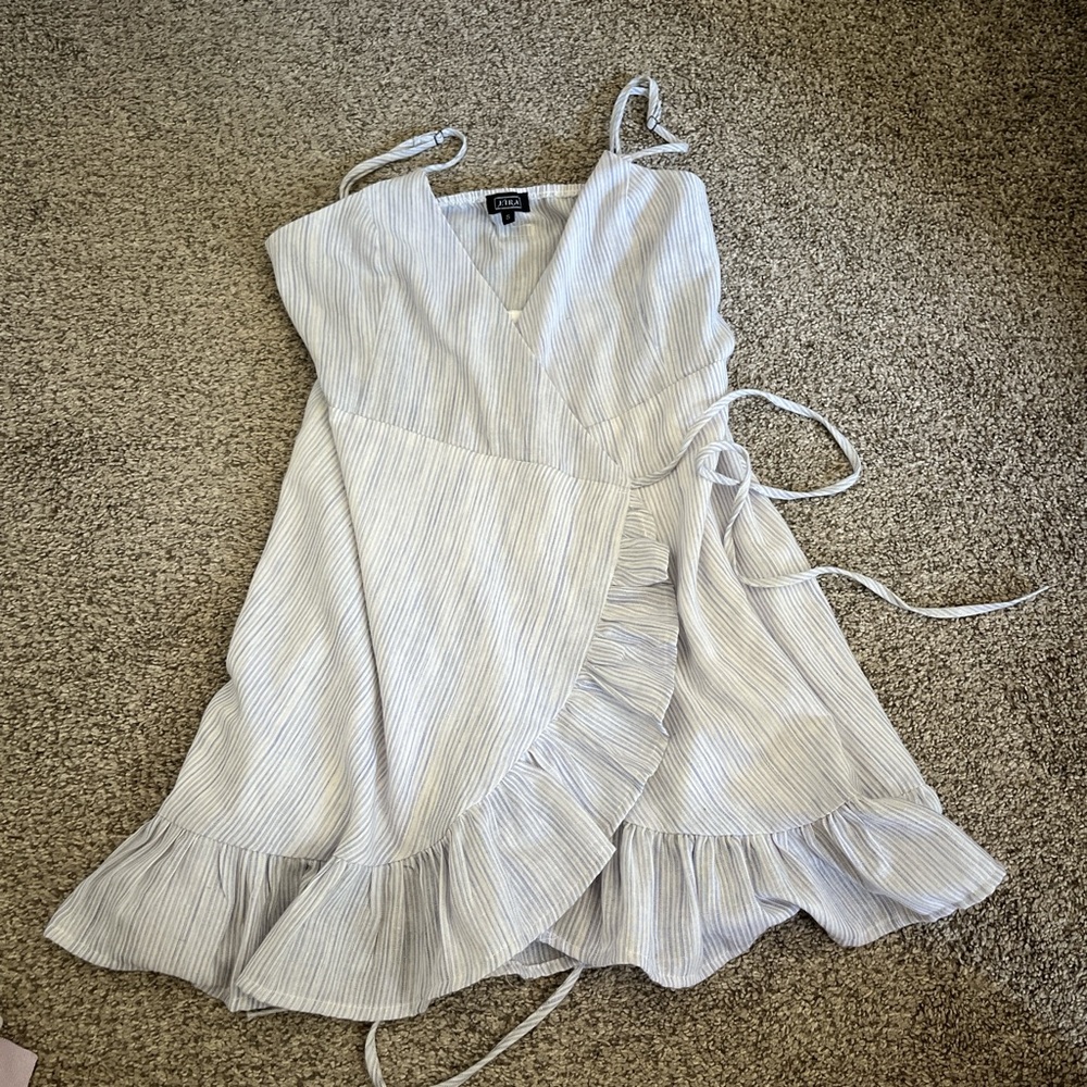Lira Asymmetrical Blue and White Striped Dress